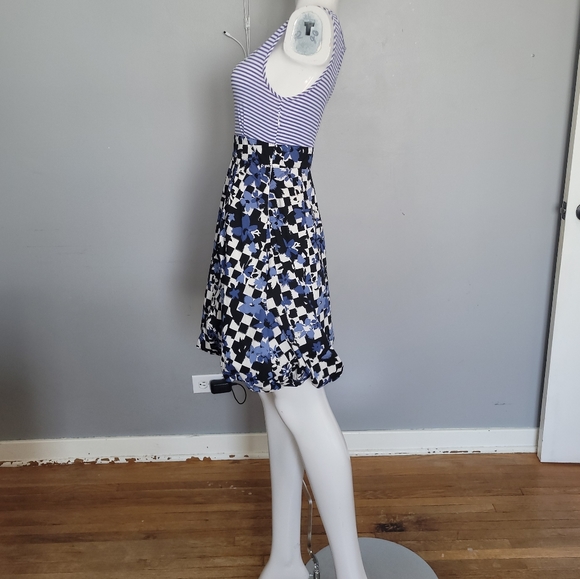 Moschino Jeans Balloon Skirt Mixed Print Dress, GUC, Size 2 - Picture 2 of 10